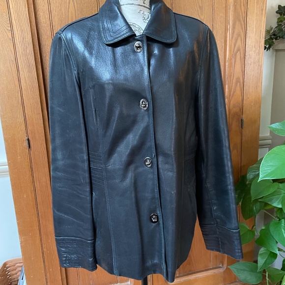 Jones New York black leather jacket - Picture 8 of 9
